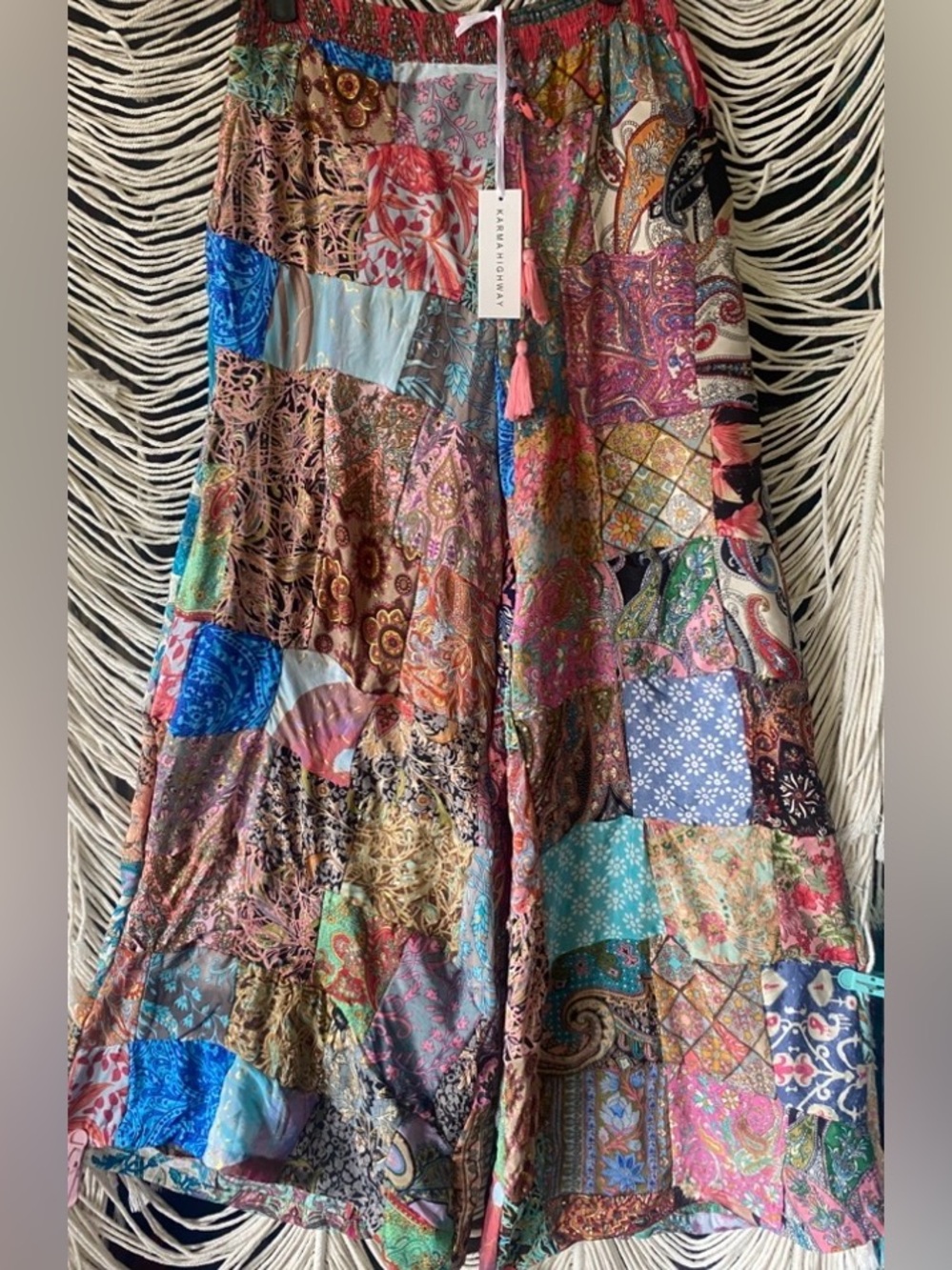 NEW Karma Highway Patchwork Wide Leg Palazzo Pants